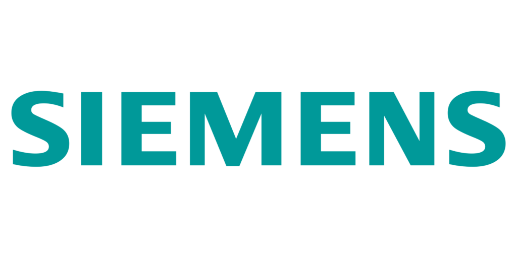 Blue Siemens logo on white background