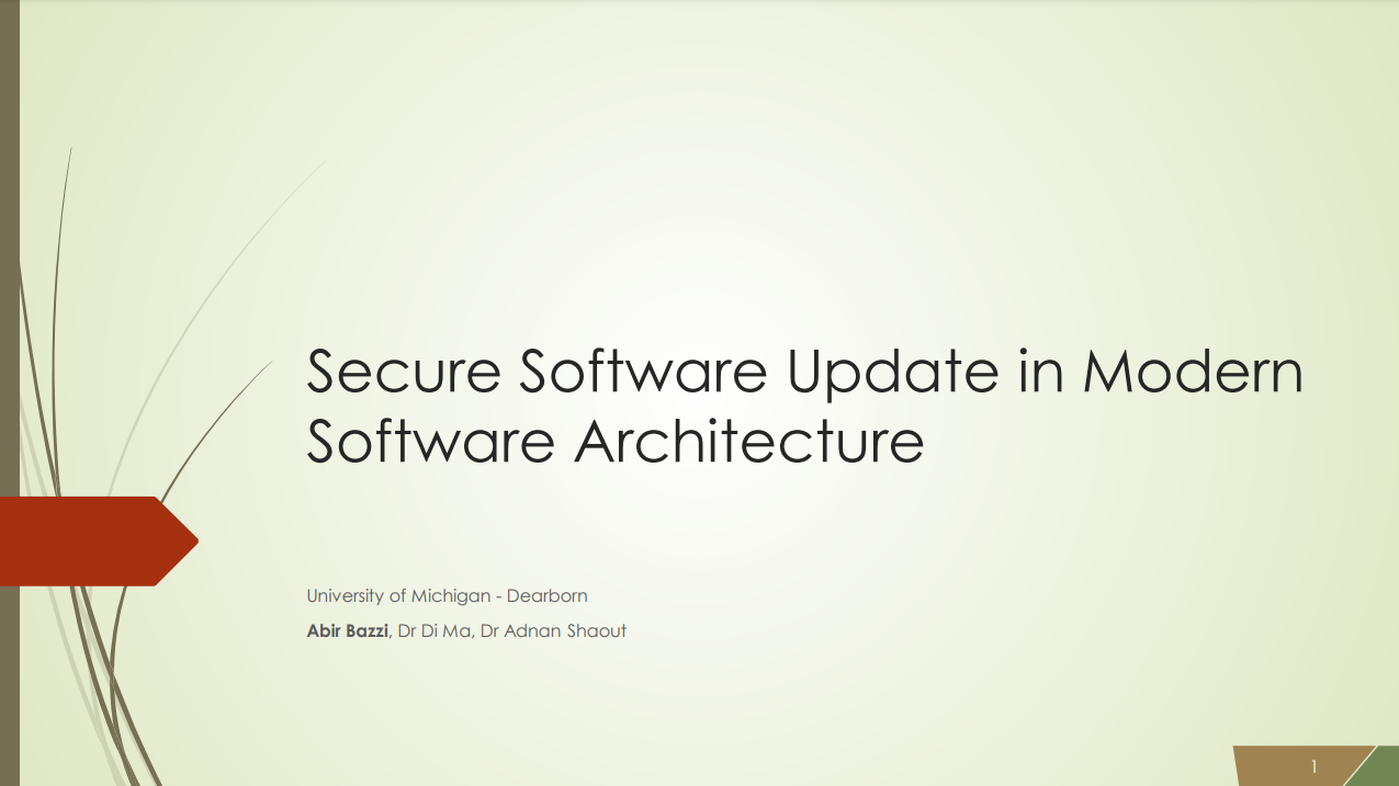 Secure Software Update in Modern Software Architecture - September 2022