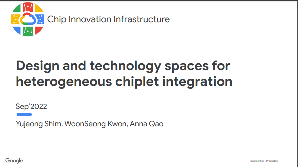 Design and Technology Spaces for Heterogeneous Chiplet Intergration - Sept 2022