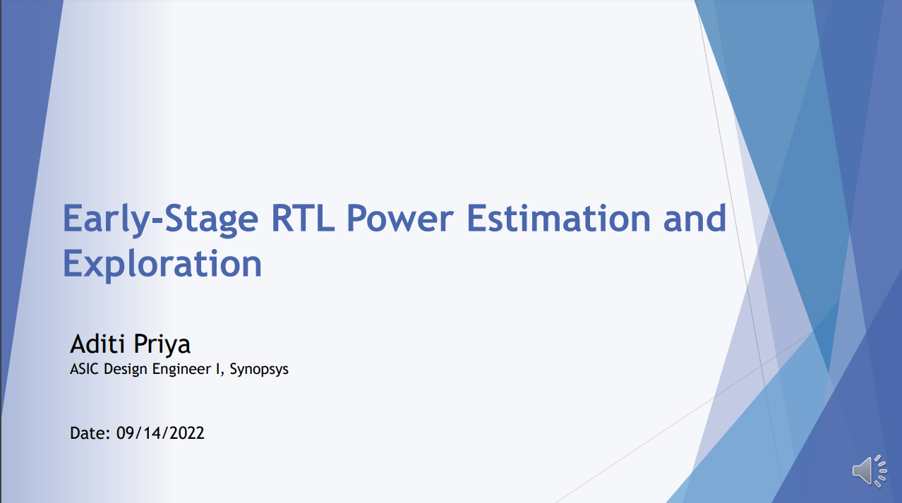 IP IG - Early-Stage RTL Power Estimation and Exploration - September 2022